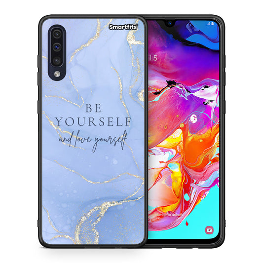 Θήκη Samsung A70 Be Yourself από τη Smartfits με σχέδιο στο πίσω μέρος και μαύρο περίβλημα | Samsung A70 Be Yourself case with colorful back and black bezels