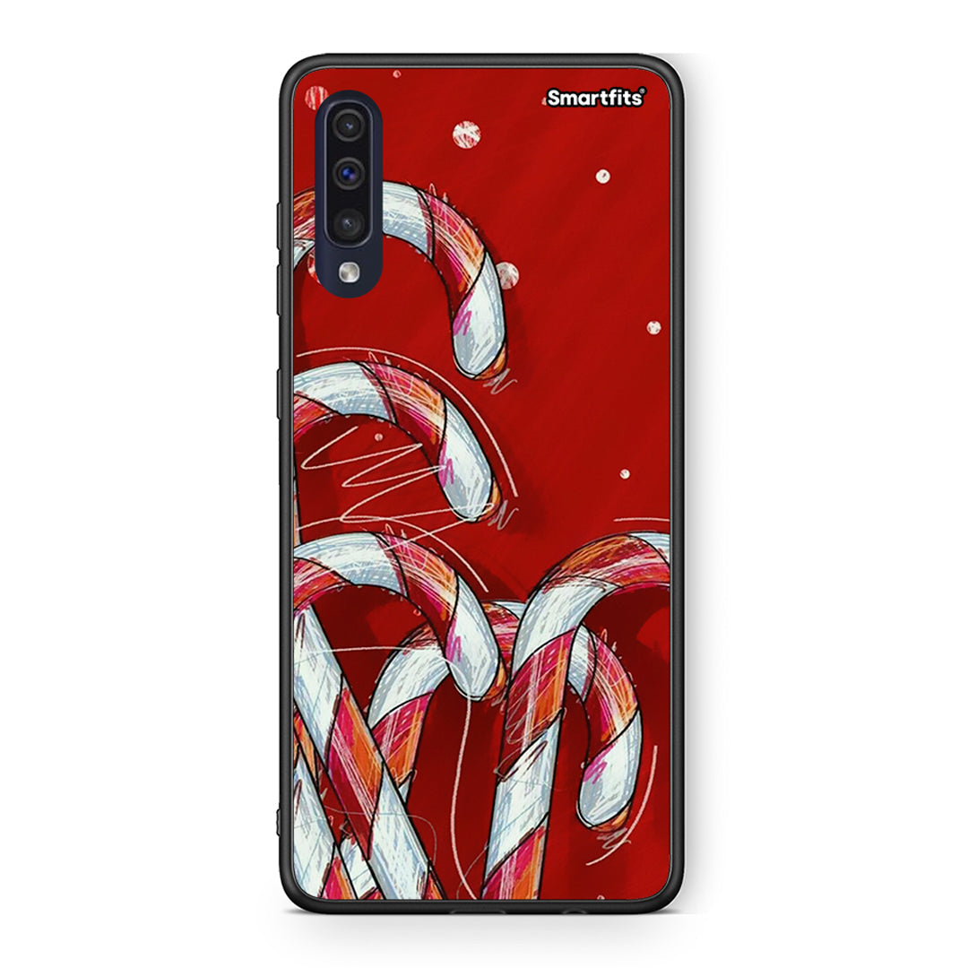 Samsung A70 Candy Cane θήκη από τη Smartfits με σχέδιο στο πίσω μέρος και μαύρο περίβλημα | Smartphone case with colorful back and black bezels by Smartfits