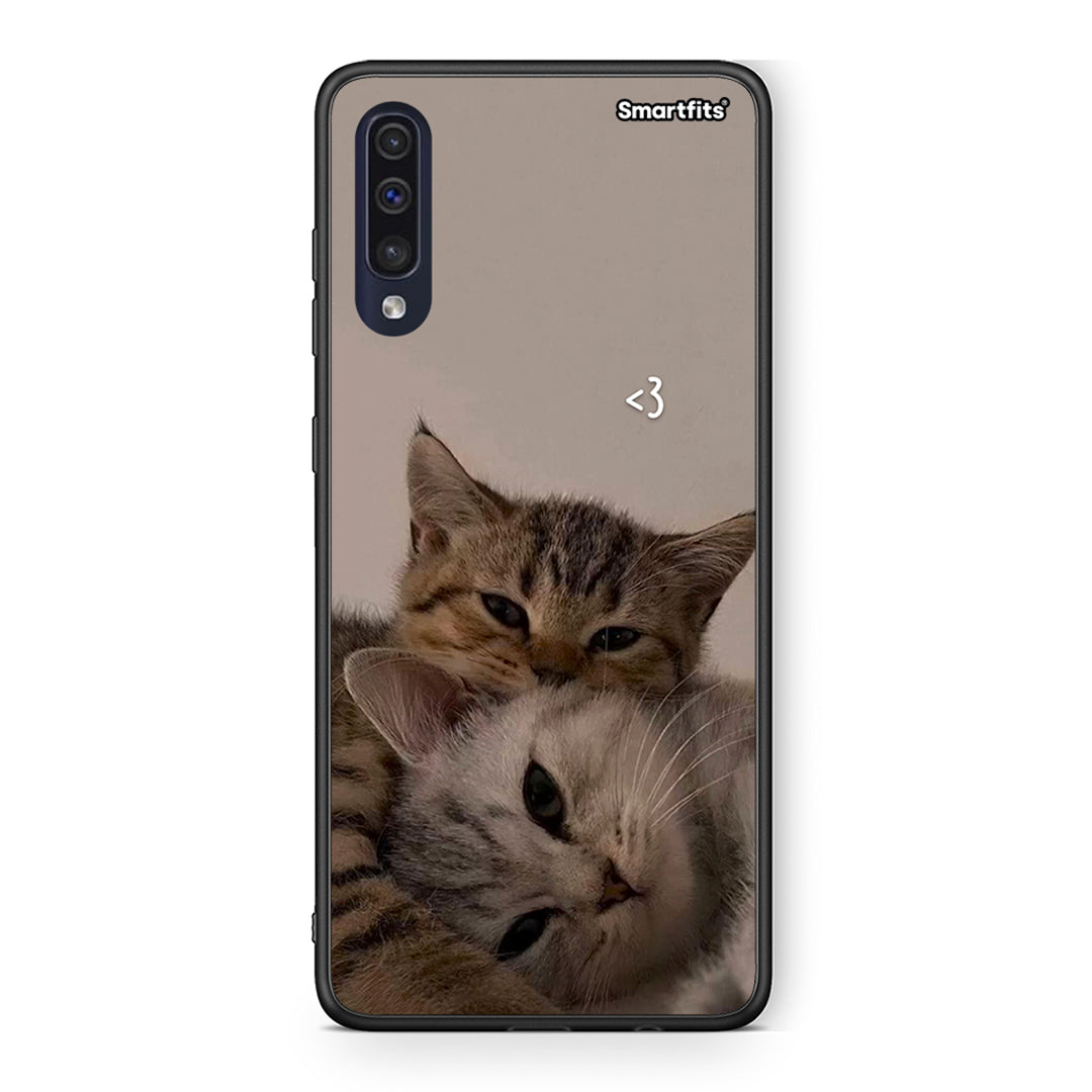 Samsung A70 Cats In Love Θήκη από τη Smartfits με σχέδιο στο πίσω μέρος και μαύρο περίβλημα | Smartphone case with colorful back and black bezels by Smartfits
