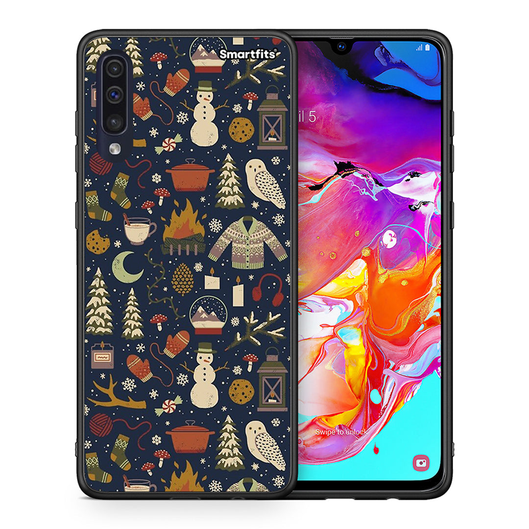 Θήκη Samsung A70 Christmas Elements από τη Smartfits με σχέδιο στο πίσω μέρος και μαύρο περίβλημα | Samsung A70 Christmas Elements case with colorful back and black bezels