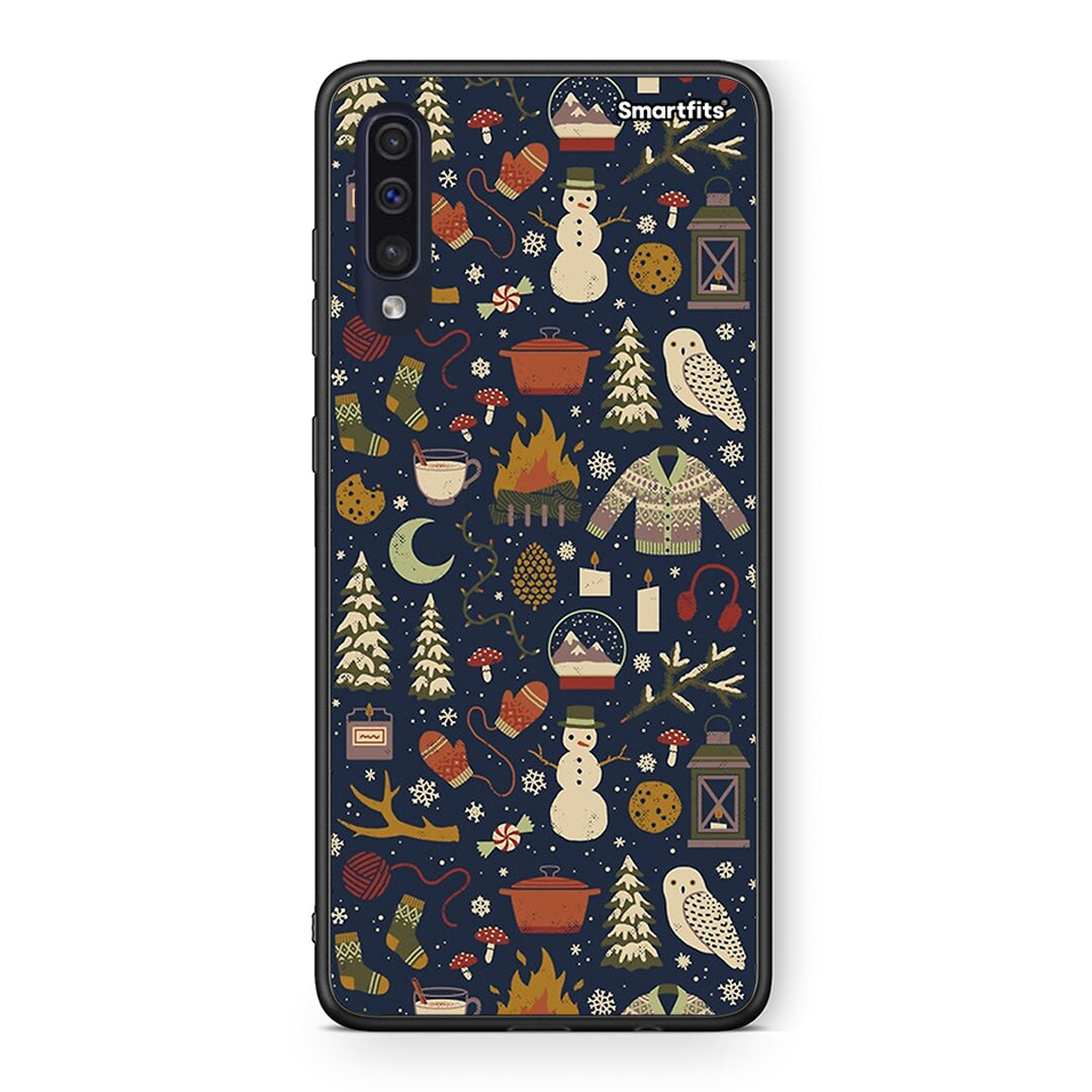 Samsung A70 Christmas Elements θήκη από τη Smartfits με σχέδιο στο πίσω μέρος και μαύρο περίβλημα | Smartphone case with colorful back and black bezels by Smartfits