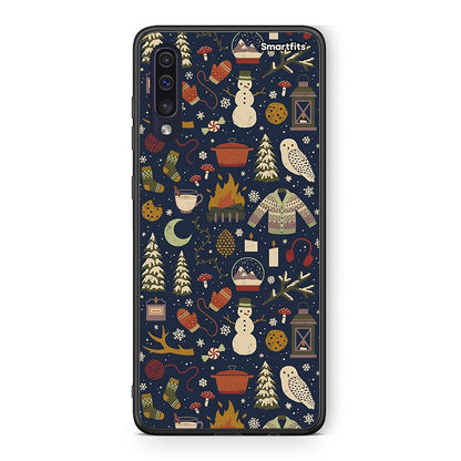 Samsung A70 Christmas Elements θήκη από τη Smartfits με σχέδιο στο πίσω μέρος και μαύρο περίβλημα | Smartphone case with colorful back and black bezels by Smartfits