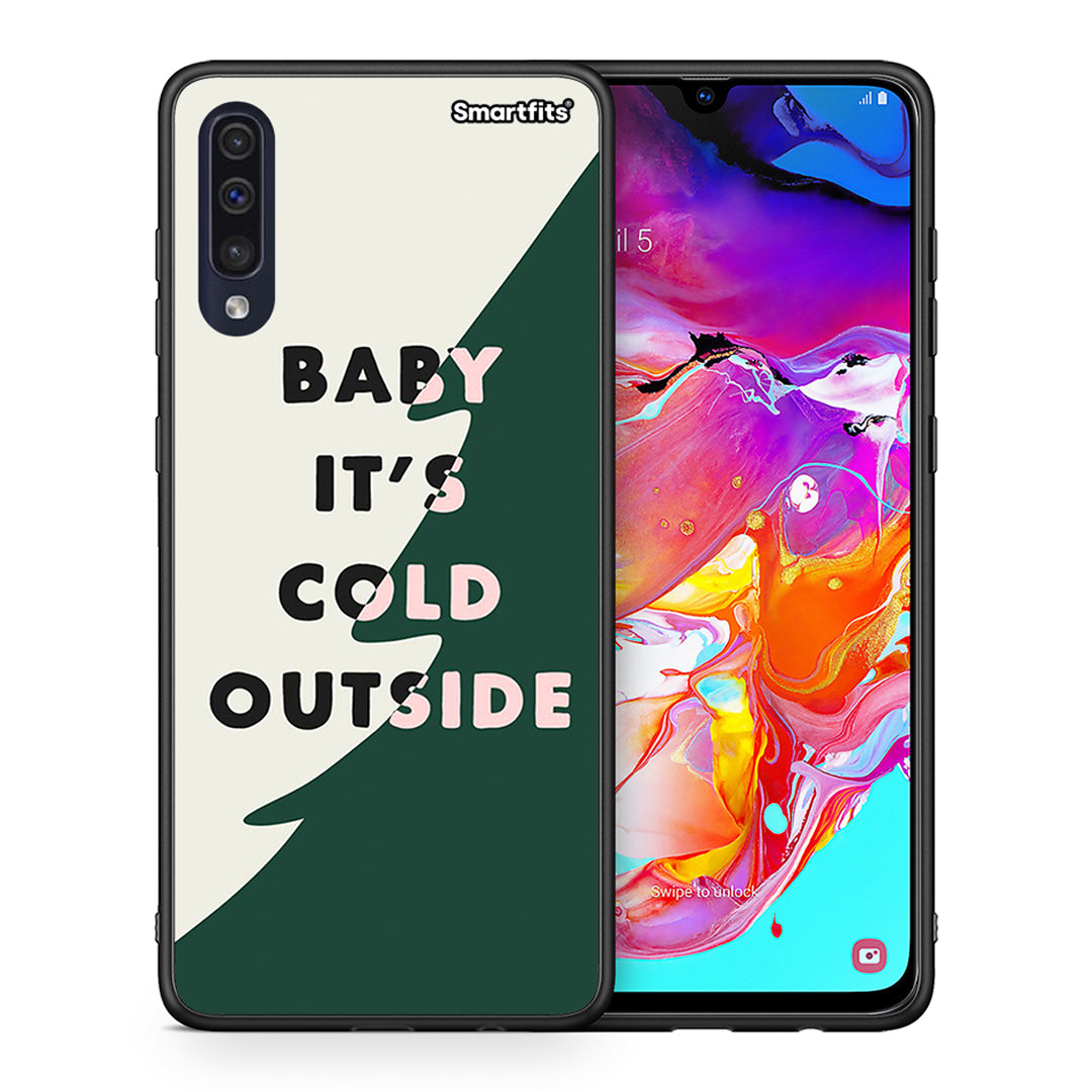Θήκη Samsung A70 Cold Outside από τη Smartfits με σχέδιο στο πίσω μέρος και μαύρο περίβλημα | Samsung A70 Cold Outside case with colorful back and black bezels