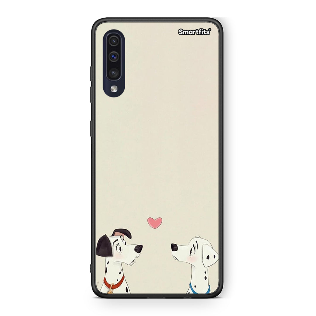Samsung A70 Dalmatians Love θήκη από τη Smartfits με σχέδιο στο πίσω μέρος και μαύρο περίβλημα | Smartphone case with colorful back and black bezels by Smartfits