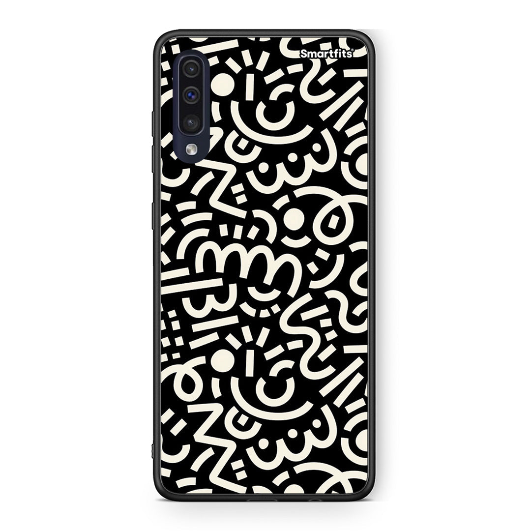 Samsung A70 Doodle Art Θήκη από τη Smartfits με σχέδιο στο πίσω μέρος και μαύρο περίβλημα | Smartphone case with colorful back and black bezels by Smartfits