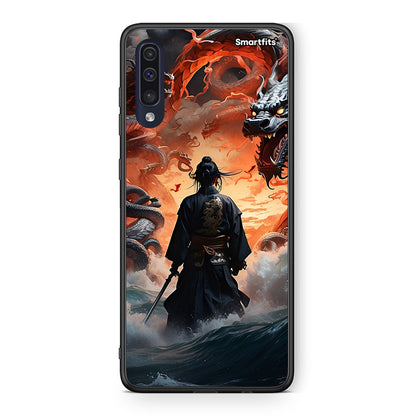 Samsung A70 Dragons Fight θήκη από τη Smartfits με σχέδιο στο πίσω μέρος και μαύρο περίβλημα | Smartphone case with colorful back and black bezels by Smartfits