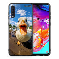 Thumbnail for Θήκη Samsung A70 Duck Face από τη Smartfits με σχέδιο στο πίσω μέρος και μαύρο περίβλημα | Samsung A70 Duck Face case with colorful back and black bezels