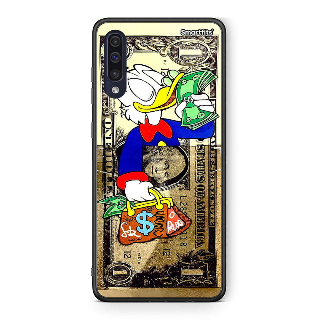 Samsung A70 Duck Money Θήκη από τη Smartfits με σχέδιο στο πίσω μέρος και μαύρο περίβλημα | Smartphone case with colorful back and black bezels by Smartfits