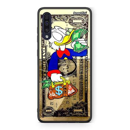 Samsung A70 Duck Money Θήκη από τη Smartfits με σχέδιο στο πίσω μέρος και μαύρο περίβλημα | Smartphone case with colorful back and black bezels by Smartfits