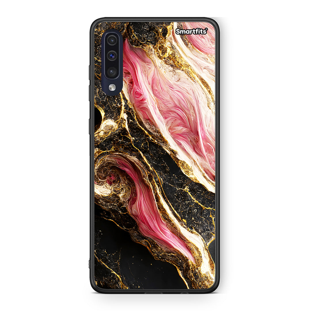 Samsung A70 Glamorous Pink Marble θήκη από τη Smartfits με σχέδιο στο πίσω μέρος και μαύρο περίβλημα | Smartphone case with colorful back and black bezels by Smartfits