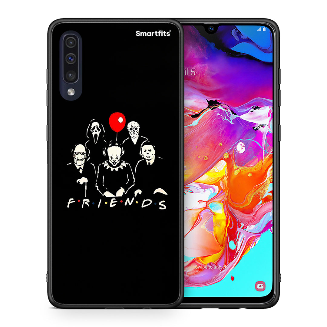 Θήκη Samsung A70 Halloween Friends από τη Smartfits με σχέδιο στο πίσω μέρος και μαύρο περίβλημα | Samsung A70 Halloween Friends case with colorful back and black bezels