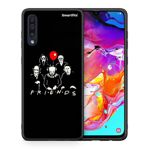 Θήκη Samsung A70 Halloween Friends από τη Smartfits με σχέδιο στο πίσω μέρος και μαύρο περίβλημα | Samsung A70 Halloween Friends case with colorful back and black bezels