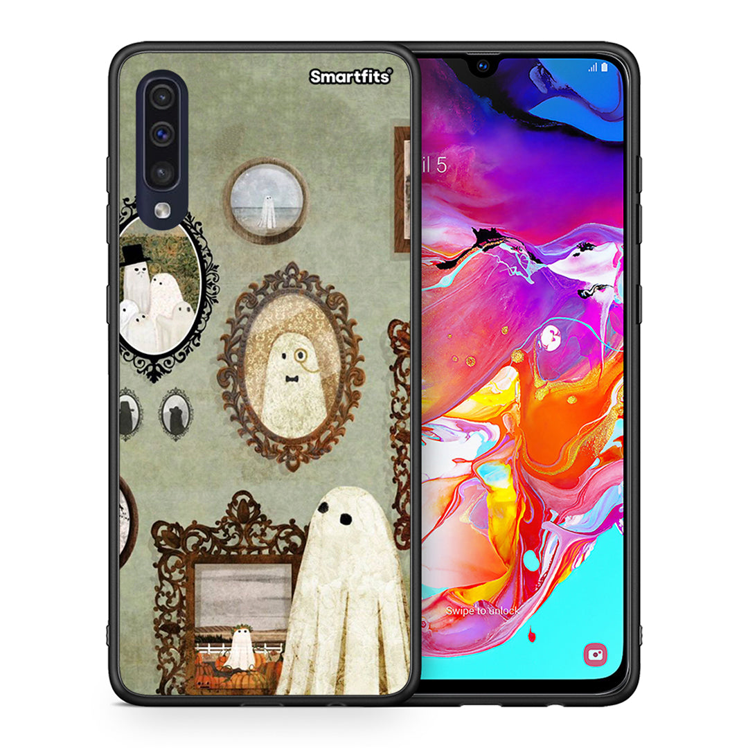 Θήκη Samsung A70 Halloween Ghost Season από τη Smartfits με σχέδιο στο πίσω μέρος και μαύρο περίβλημα | Samsung A70 Halloween Ghost Season case with colorful back and black bezels