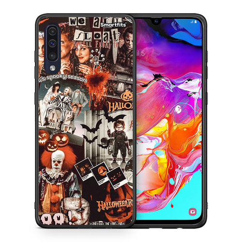 Θήκη Samsung A70 Halloween Spooky Season από τη Smartfits με σχέδιο στο πίσω μέρος και μαύρο περίβλημα | Samsung A70 Halloween Spooky Season case with colorful back and black bezels