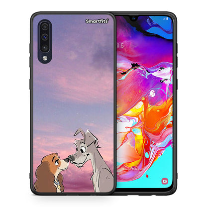 Θήκη Samsung A70 Lady And Tramp από τη Smartfits με σχέδιο στο πίσω μέρος και μαύρο περίβλημα | Samsung A70 Lady And Tramp case with colorful back and black bezels