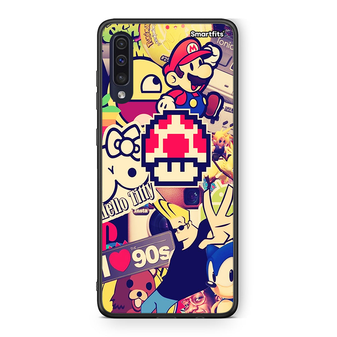 Samsung A70 Love The 90s θήκη από τη Smartfits με σχέδιο στο πίσω μέρος και μαύρο περίβλημα | Smartphone case with colorful back and black bezels by Smartfits
