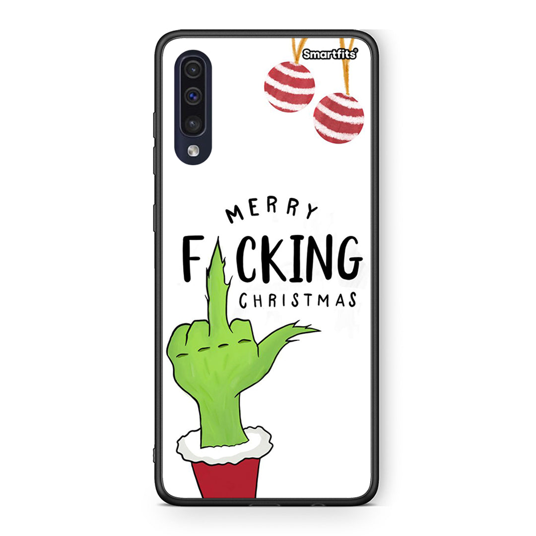 Samsung A70 Merry F Xmas θήκη από τη Smartfits με σχέδιο στο πίσω μέρος και μαύρο περίβλημα | Smartphone case with colorful back and black bezels by Smartfits
