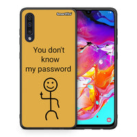 Thumbnail for Θήκη Samsung A70 My Password από τη Smartfits με σχέδιο στο πίσω μέρος και μαύρο περίβλημα | Samsung A70 My Password case with colorful back and black bezels