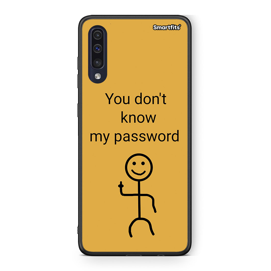 Samsung A70 My Password Θήκη από τη Smartfits με σχέδιο στο πίσω μέρος και μαύρο περίβλημα | Smartphone case with colorful back and black bezels by Smartfits