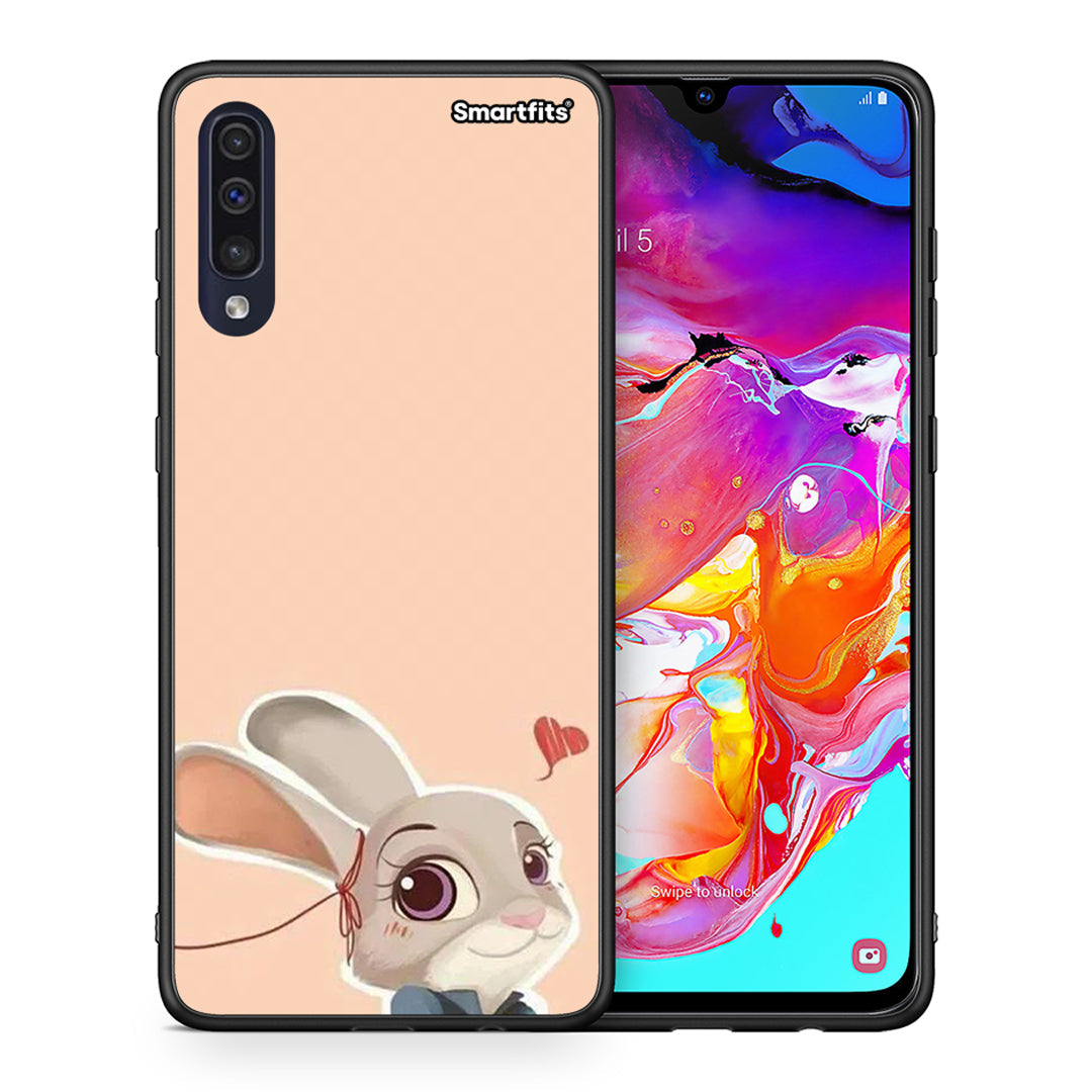 Θήκη Samsung A70 Nick Wilde And Judy Hopps Love 2 από τη Smartfits με σχέδιο στο πίσω μέρος και μαύρο περίβλημα | Samsung A70 Nick Wilde And Judy Hopps Love 2 case with colorful back and black bezels