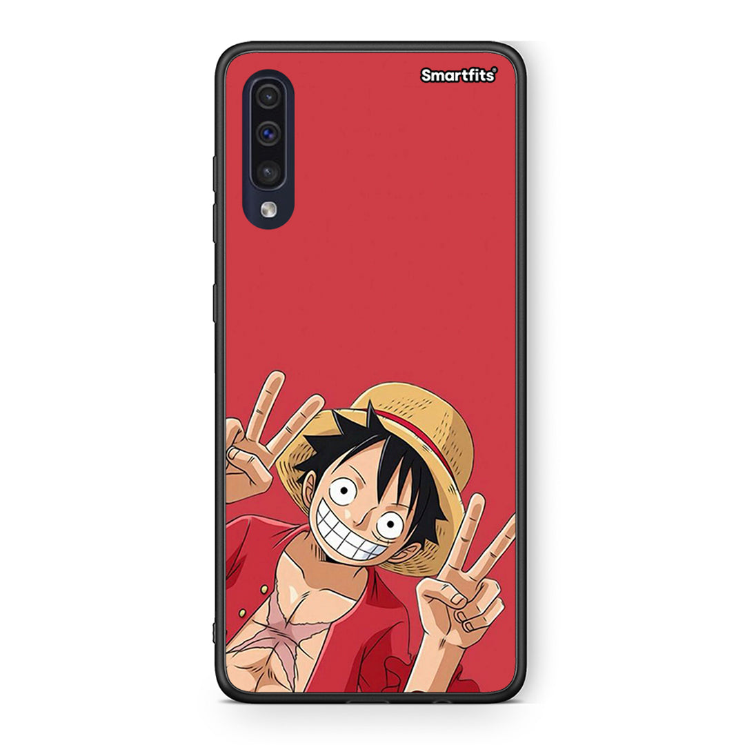 Samsung A70 Pirate Luffy Θήκη από τη Smartfits με σχέδιο στο πίσω μέρος και μαύρο περίβλημα | Smartphone case with colorful back and black bezels by Smartfits