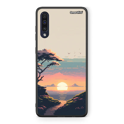 Samsung A70 Pixel Sunset Θήκη από τη Smartfits με σχέδιο στο πίσω μέρος και μαύρο περίβλημα | Smartphone case with colorful back and black bezels by Smartfits