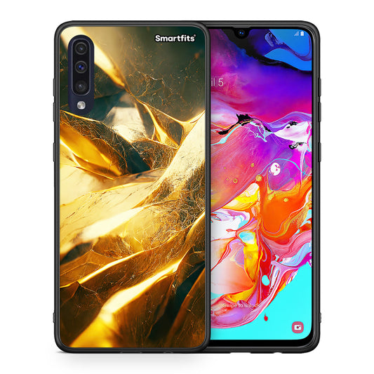 Θήκη Samsung A70 Real Gold από τη Smartfits με σχέδιο στο πίσω μέρος και μαύρο περίβλημα | Samsung A70 Real Gold case with colorful back and black bezels
