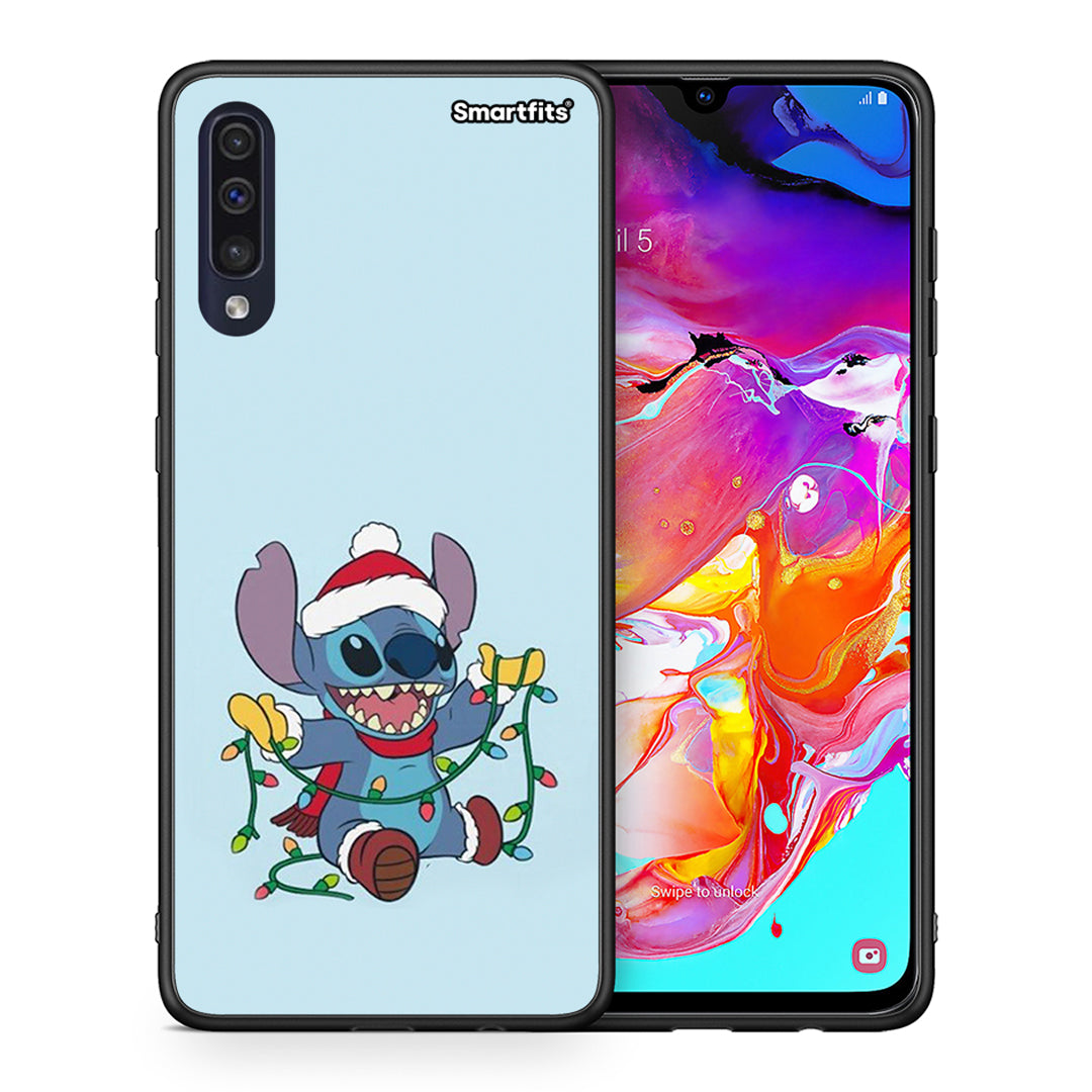 Θήκη Samsung A70 Santa Stich από τη Smartfits με σχέδιο στο πίσω μέρος και μαύρο περίβλημα | Samsung A70 Santa Stich case with colorful back and black bezels