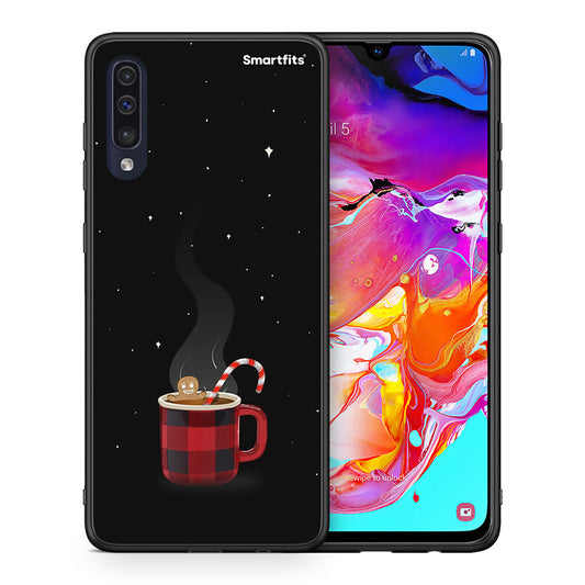 Θήκη Samsung A70 Xmas Bathing από τη Smartfits με σχέδιο στο πίσω μέρος και μαύρο περίβλημα | Samsung A70 Xmas Bathing case with colorful back and black bezels