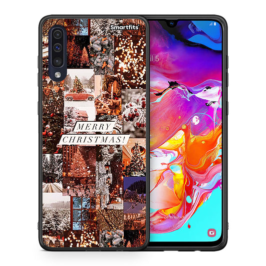 Θήκη Samsung A70 Xmas Collage από τη Smartfits με σχέδιο στο πίσω μέρος και μαύρο περίβλημα | Samsung A70 Xmas Collage case with colorful back and black bezels