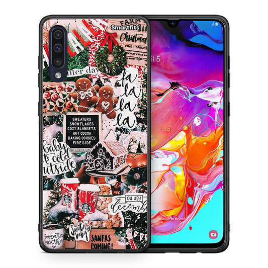 Θήκη Samsung A70 Xmas Habbits από τη Smartfits με σχέδιο στο πίσω μέρος και μαύρο περίβλημα | Samsung A70 Xmas Habbits case with colorful back and black bezels