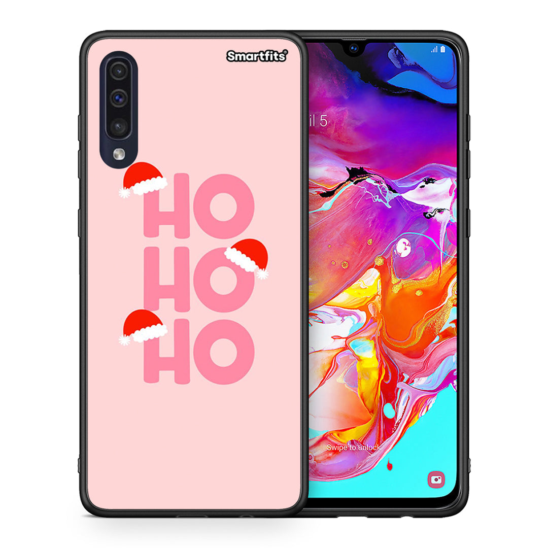 Θήκη Samsung A70 Xmas Ho Ho Ho από τη Smartfits με σχέδιο στο πίσω μέρος και μαύρο περίβλημα | Samsung A70 Xmas Ho Ho Ho case with colorful back and black bezels
