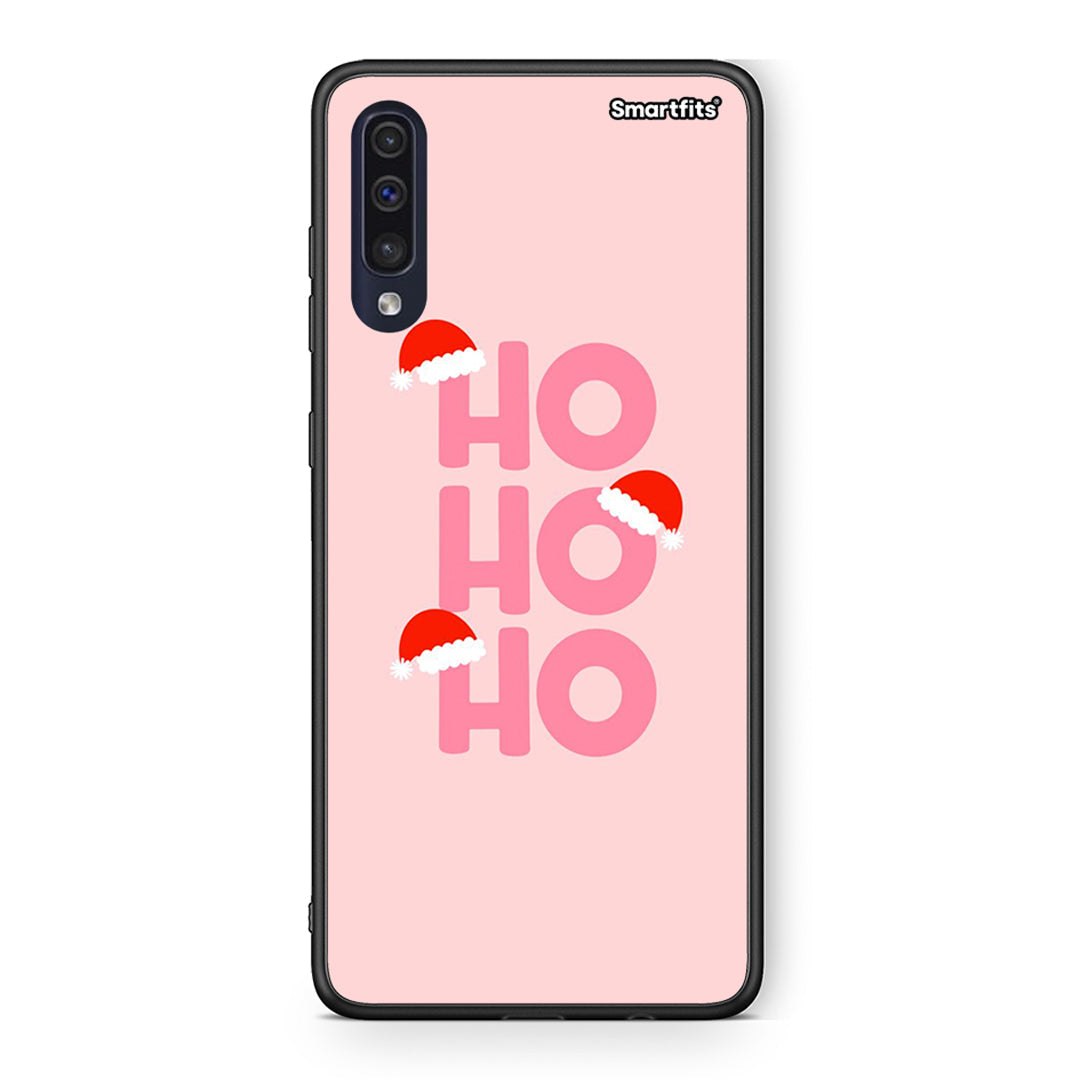 Samsung A70 Xmas Ho Ho Ho θήκη από τη Smartfits με σχέδιο στο πίσω μέρος και μαύρο περίβλημα | Smartphone case with colorful back and black bezels by Smartfits