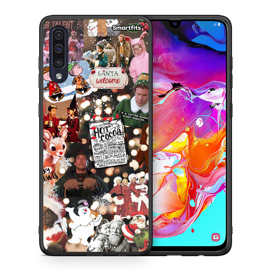 Θήκη Samsung A70 Xmas Movies από τη Smartfits με σχέδιο στο πίσω μέρος και μαύρο περίβλημα | Samsung A70 Xmas Movies case with colorful back and black bezels