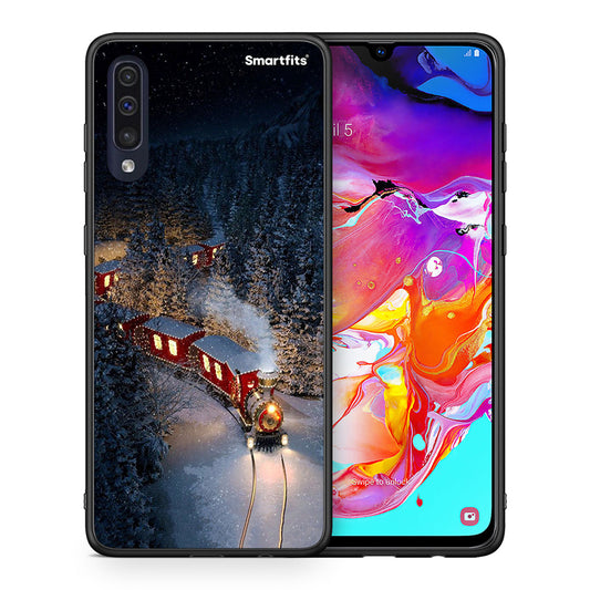 Θήκη Samsung A70 Xmas Train από τη Smartfits με σχέδιο στο πίσω μέρος και μαύρο περίβλημα | Samsung A70 Xmas Train case with colorful back and black bezels
