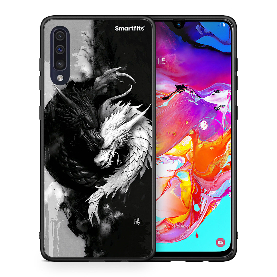 Θήκη Samsung A70 Yin Yang από τη Smartfits με σχέδιο στο πίσω μέρος και μαύρο περίβλημα | Samsung A70 Yin Yang case with colorful back and black bezels
