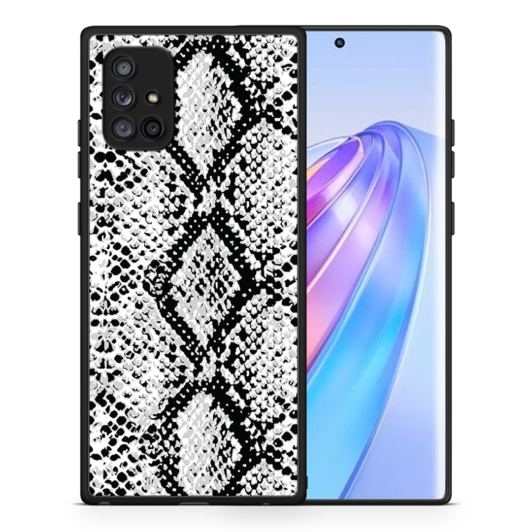 Θήκη Samsung Galaxy A71 5G White Snake Animal από τη Smartfits με σχέδιο στο πίσω μέρος και μαύρο περίβλημα | Samsung Galaxy A71 5G White Snake Animal case with colorful back and black bezels