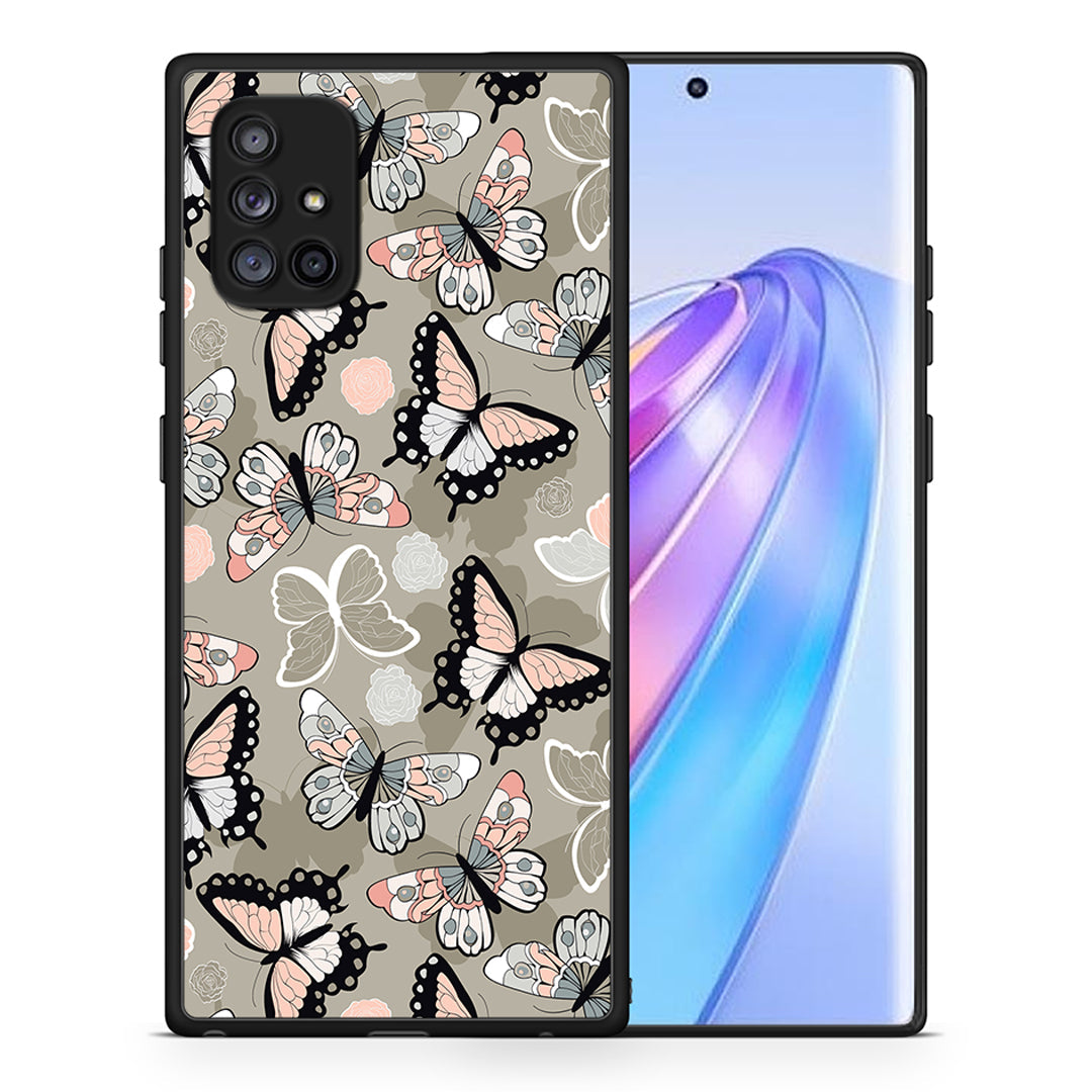 Θήκη Samsung Galaxy A71 5G Butterflies Boho από τη Smartfits με σχέδιο στο πίσω μέρος και μαύρο περίβλημα | Samsung Galaxy A71 5G Butterflies Boho case with colorful back and black bezels