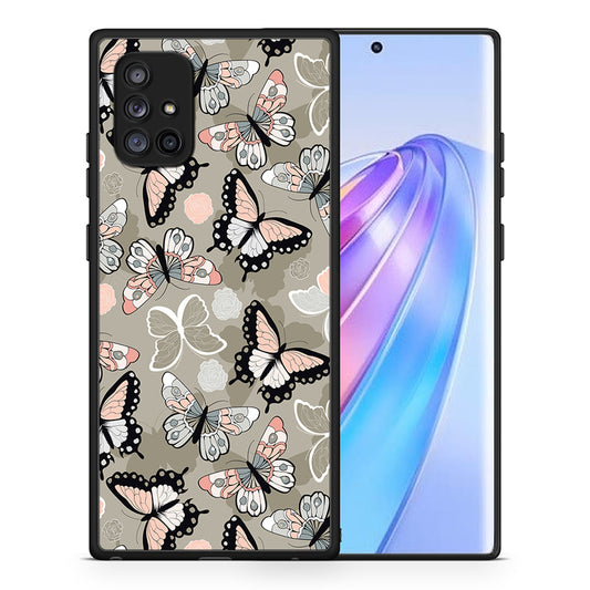 Θήκη Samsung Galaxy A71 5G Butterflies Boho από τη Smartfits με σχέδιο στο πίσω μέρος και μαύρο περίβλημα | Samsung Galaxy A71 5G Butterflies Boho case with colorful back and black bezels