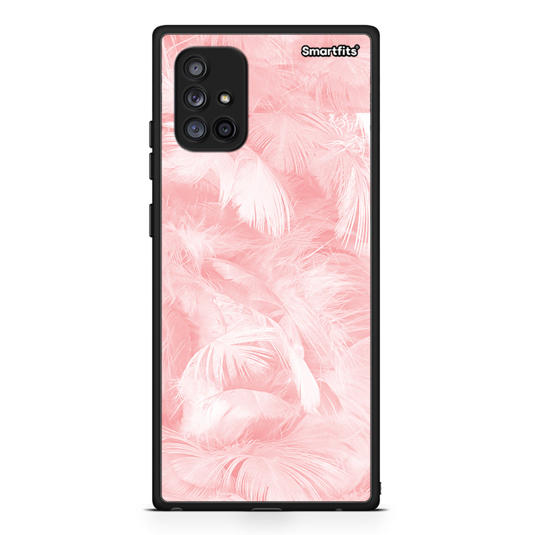 33 - Samsung Galaxy A71 5G Pink Feather Boho case, cover, bumper