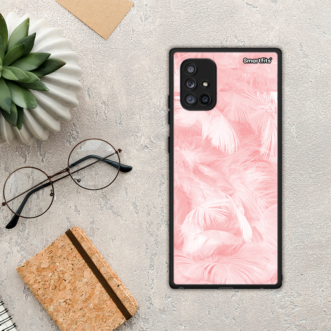 Boho Pink Feather - Samsung Galaxy A71 5G θήκη