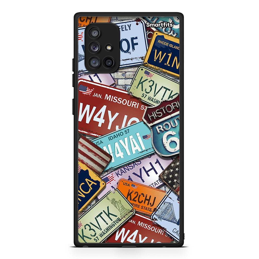 Samsung Galaxy A71 5G Car Plates θήκη από τη Smartfits με σχέδιο στο πίσω μέρος και μαύρο περίβλημα | Smartphone case with colorful back and black bezels by Smartfits