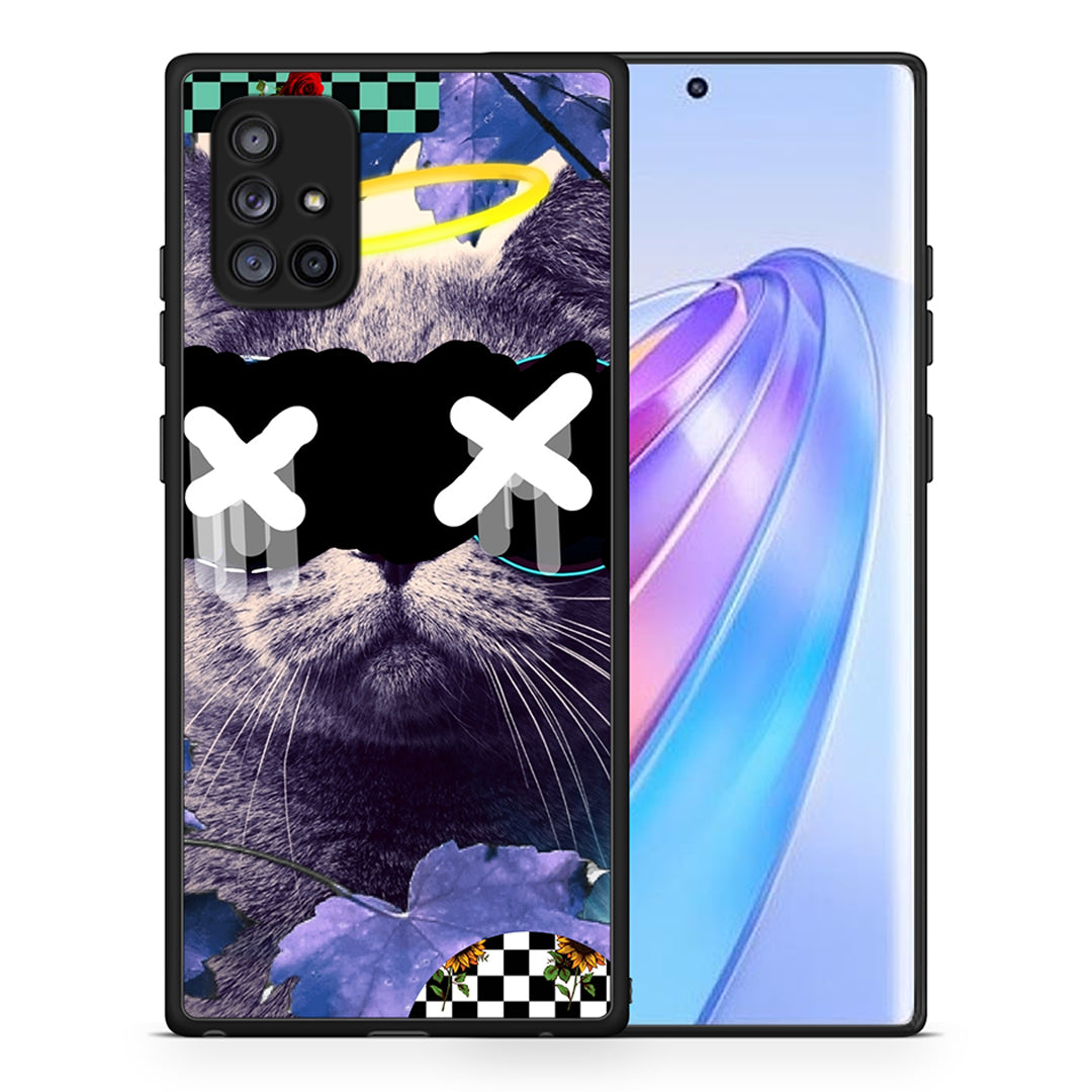 Θήκη Samsung Galaxy A71 5G Cat Collage από τη Smartfits με σχέδιο στο πίσω μέρος και μαύρο περίβλημα | Samsung Galaxy A71 5G Cat Collage case with colorful back and black bezels