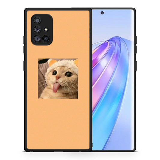 Θήκη Samsung Galaxy A71 5G Cat Tongue από τη Smartfits με σχέδιο στο πίσω μέρος και μαύρο περίβλημα | Samsung Galaxy A71 5G Cat Tongue case with colorful back and black bezels