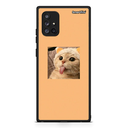 Samsung Galaxy A71 5G Cat Tongue θήκη από τη Smartfits με σχέδιο στο πίσω μέρος και μαύρο περίβλημα | Smartphone case with colorful back and black bezels by Smartfits