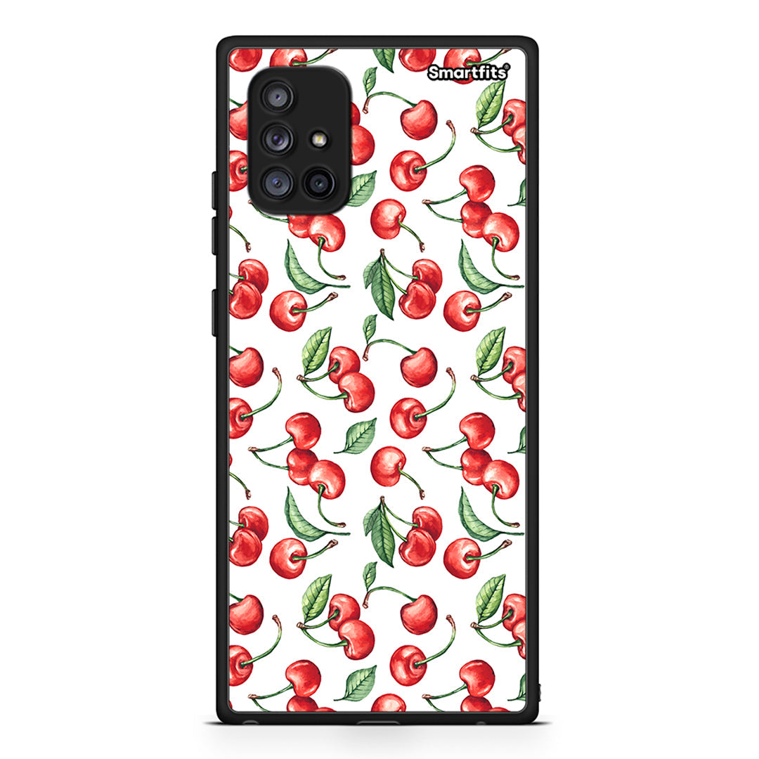 Samsung Galaxy A71 5G Cherry Summer θήκη από τη Smartfits με σχέδιο στο πίσω μέρος και μαύρο περίβλημα | Smartphone case with colorful back and black bezels by Smartfits
