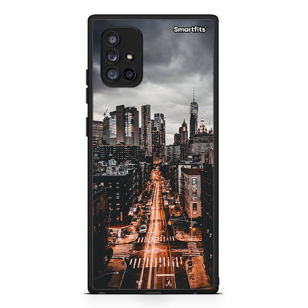 Samsung Galaxy A71 5G City Lights θήκη από τη Smartfits με σχέδιο στο πίσω μέρος και μαύρο περίβλημα | Smartphone case with colorful back and black bezels by Smartfits