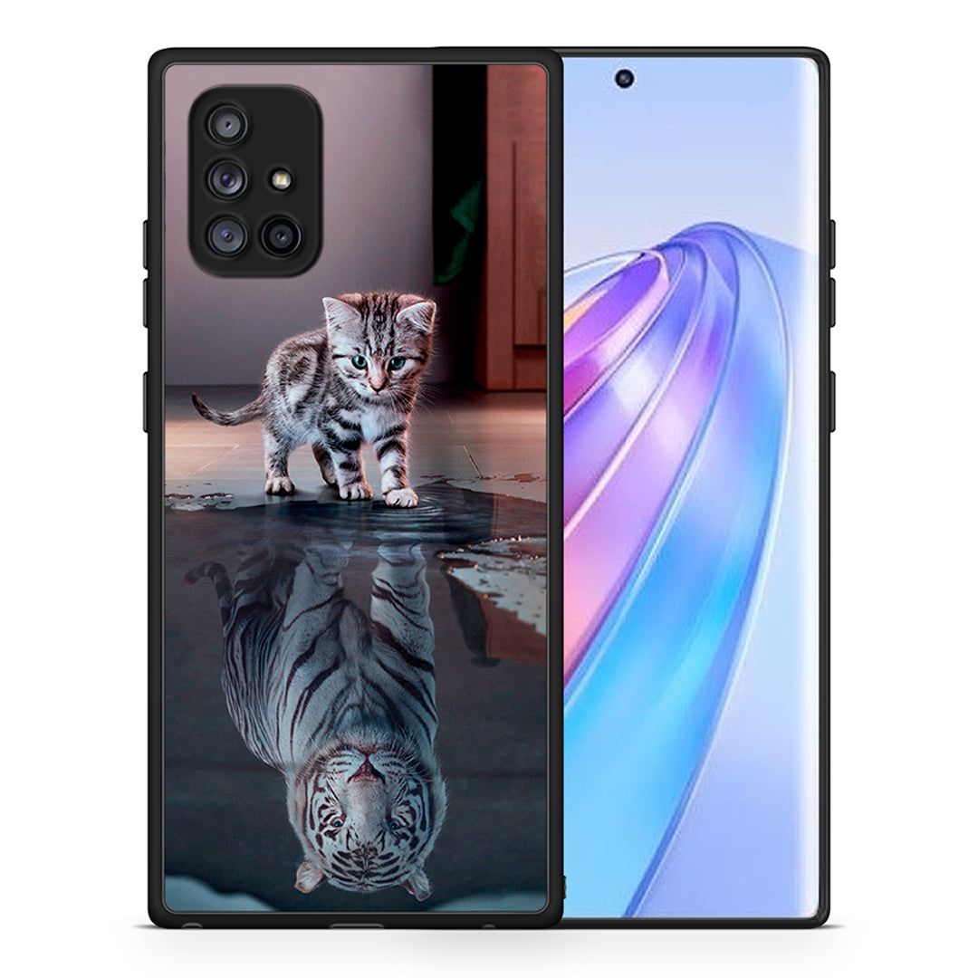 Θήκη Samsung Galaxy A71 5G Tiger Cute από τη Smartfits με σχέδιο στο πίσω μέρος και μαύρο περίβλημα | Samsung Galaxy A71 5G Tiger Cute case with colorful back and black bezels
