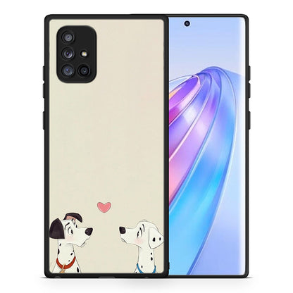 Θήκη Samsung Galaxy A71 5G Dalmatians Love από τη Smartfits με σχέδιο στο πίσω μέρος και μαύρο περίβλημα | Samsung Galaxy A71 5G Dalmatians Love case with colorful back and black bezels