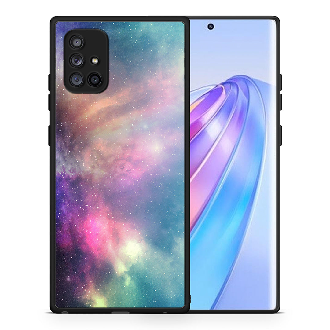 Θήκη Samsung Galaxy A71 5G Rainbow Galaxy από τη Smartfits με σχέδιο στο πίσω μέρος και μαύρο περίβλημα | Samsung Galaxy A71 5G Rainbow Galaxy case with colorful back and black bezels